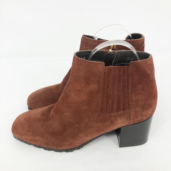 Aquatalia Womens Chelsea Boots 7.5 Brown Heeled Square Toe Suede Leather NWOB - Picture 3 of 10